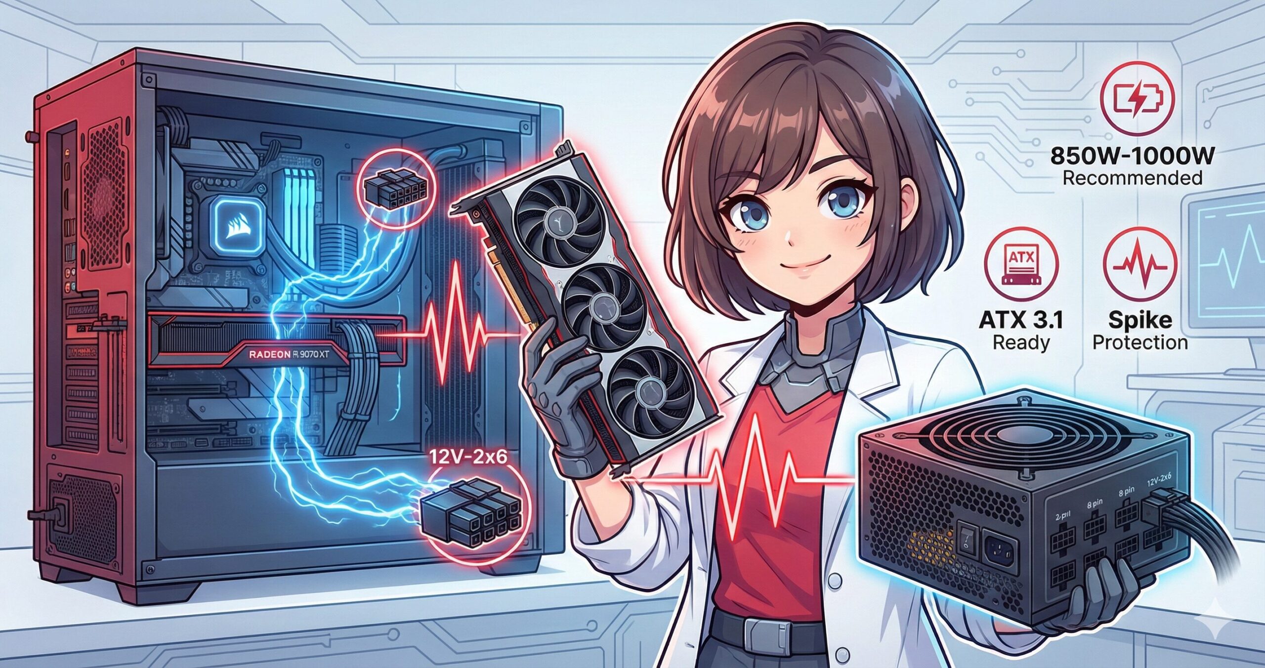 LeanPower Lab | RX 9070 XTの電源ユニット推奨は？容量と選び方を徹底解説