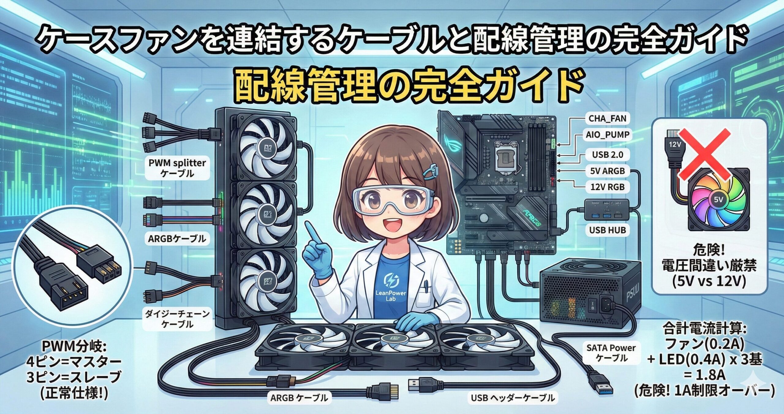 LeanPower Lab | ケースファンを連結するケーブルと配線管理の完全ガイド