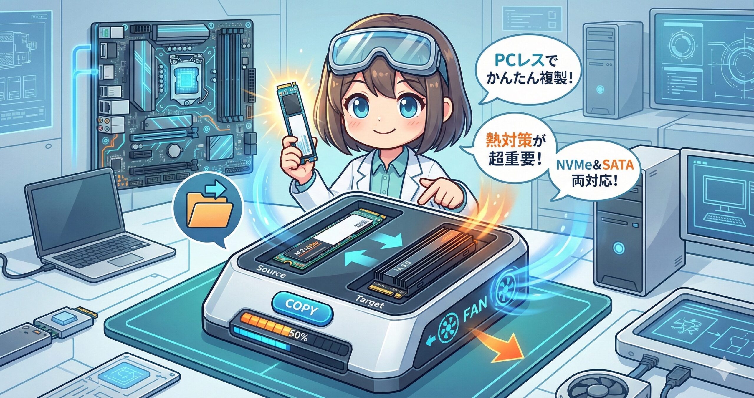 LeanPower Lab | M.2 SSDデュプリケーターの選び方！PCレス複製と熱対策