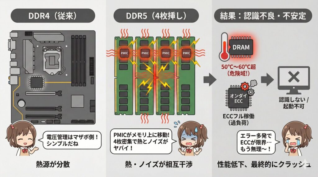 LeanPower Lab | PCメモリ4枚挿しは不安定？速度低下の原因と安定化設定ガイド