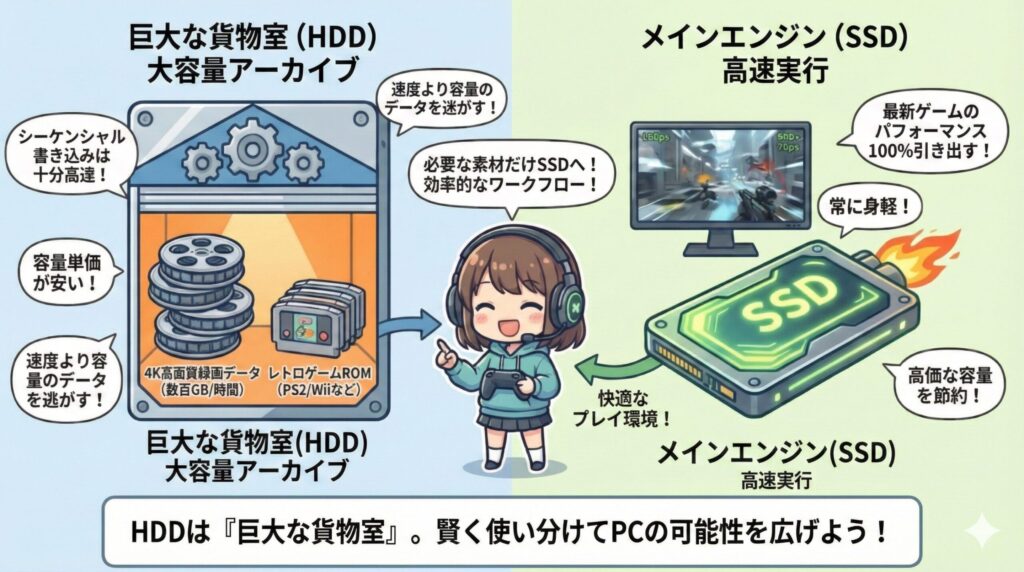 LeanPower Lab | 容量不足を解決！HDDをゲーミングPCで使いこなす併用戦略