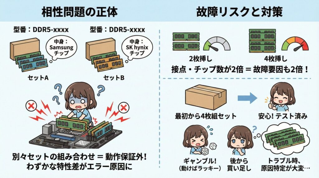 LeanPower Lab | PCメモリ4枚挿しは不安定？速度低下の原因と安定化設定ガイド