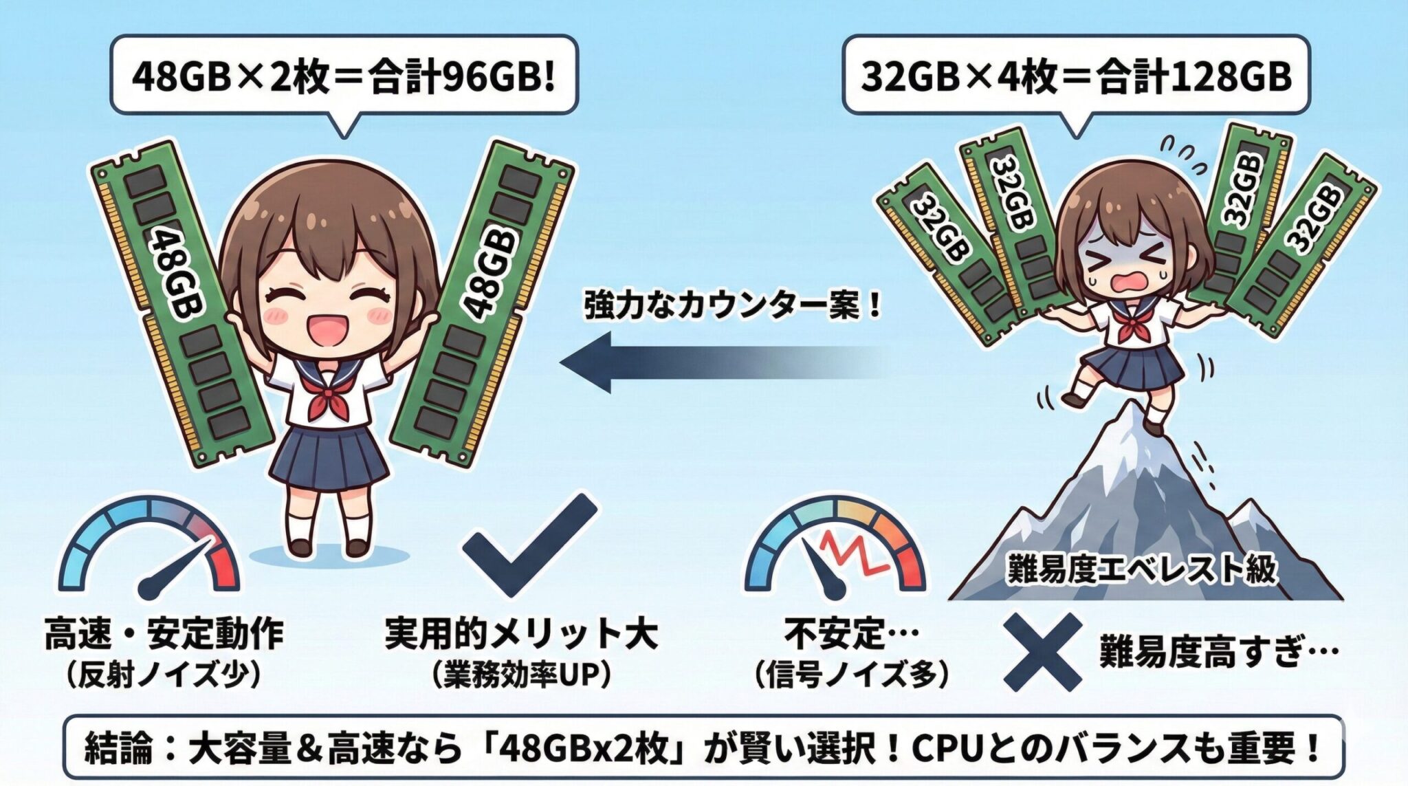 PCメモリ4枚挿しは不安定?速度低下の原因と安定化設定ガイド | LeanPower Lab