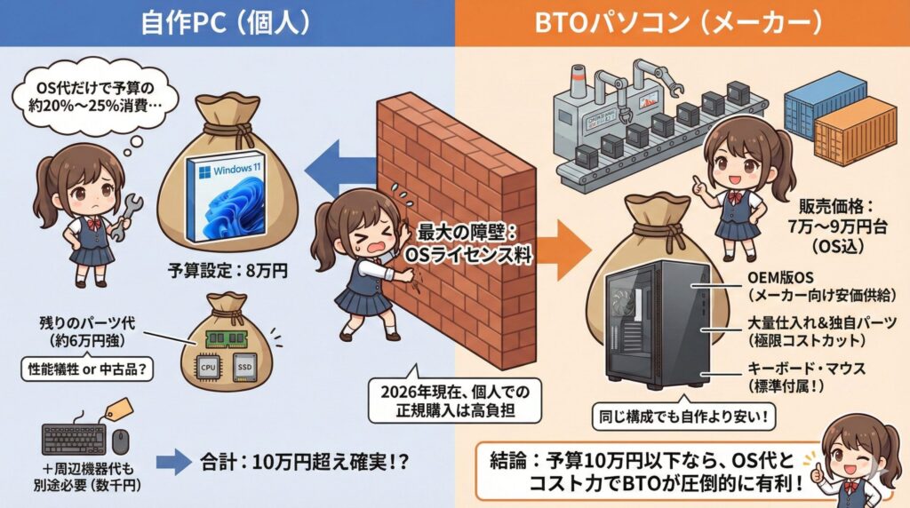 LeanPower Lab | 2026年版｜BTOと自作はどっちが安い？予算・用途別に徹底比較