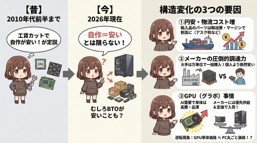 LeanPower Lab | 2026年版｜BTOと自作はどっちが安い？予算・用途別に徹底比較